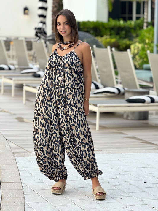 Aladdin Navy Leo Print Jumpsuit