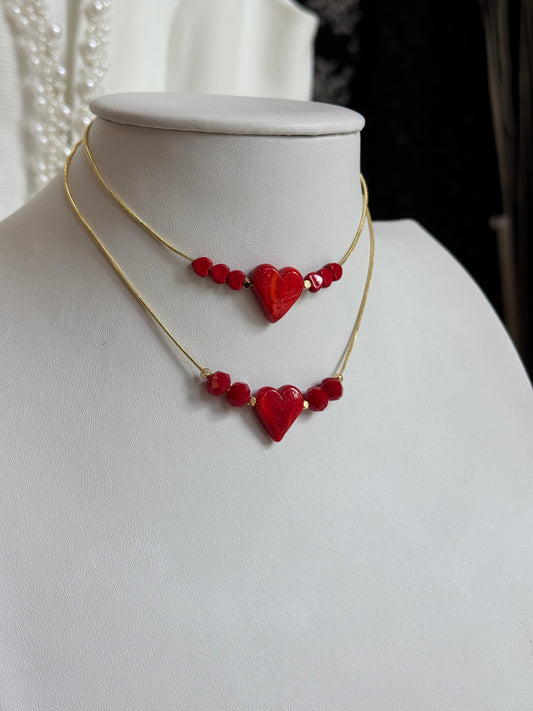 Enamorada Red Murano Heart Necklace