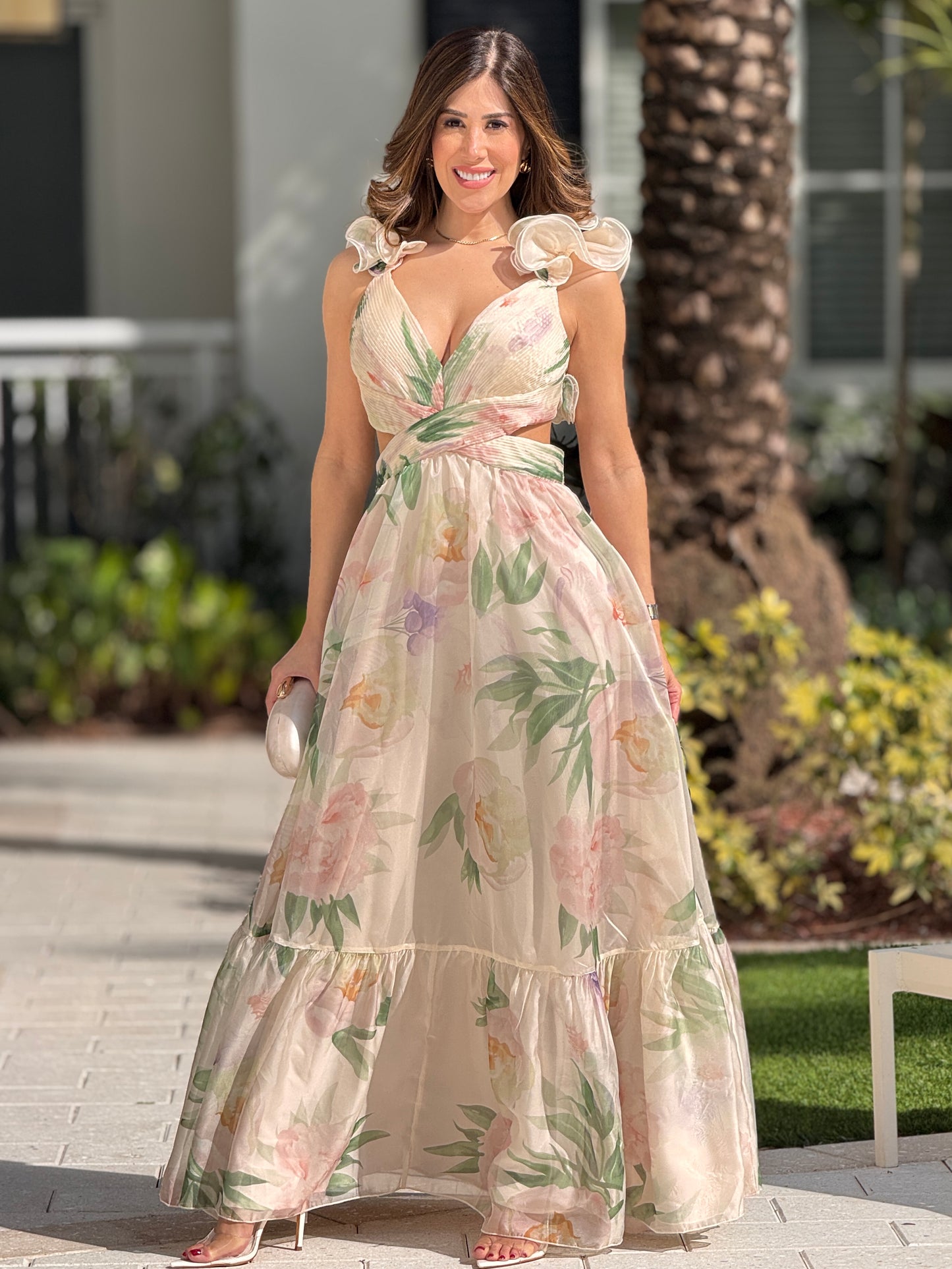Luxxie Floral Organza Maxi Dress