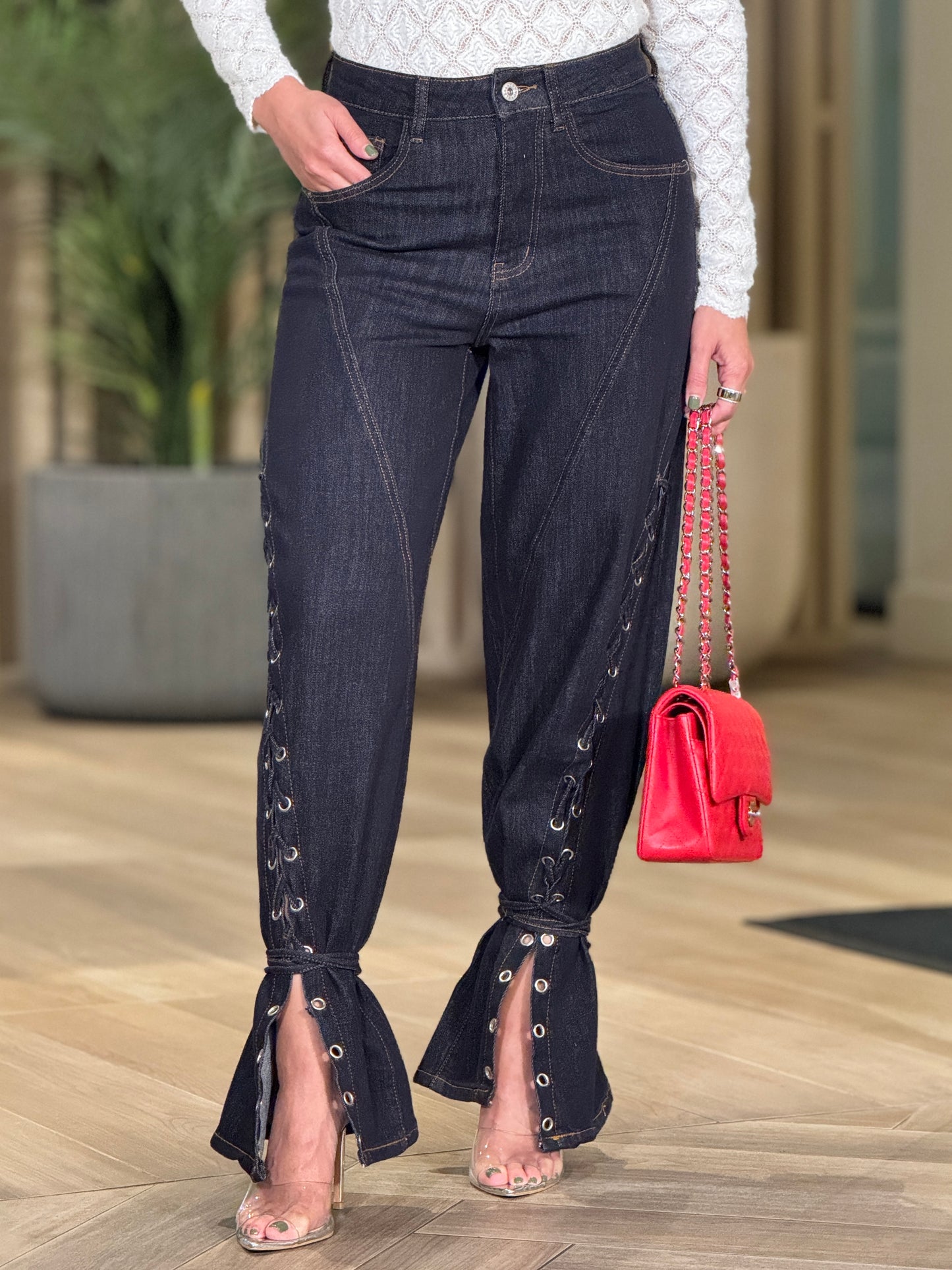 Collen Dark Denim Corset Jeans