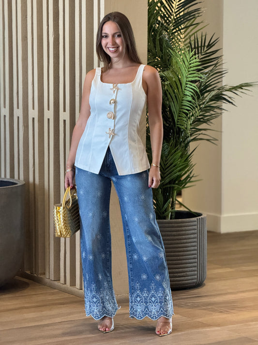 Dandelion Embroidery Jeans