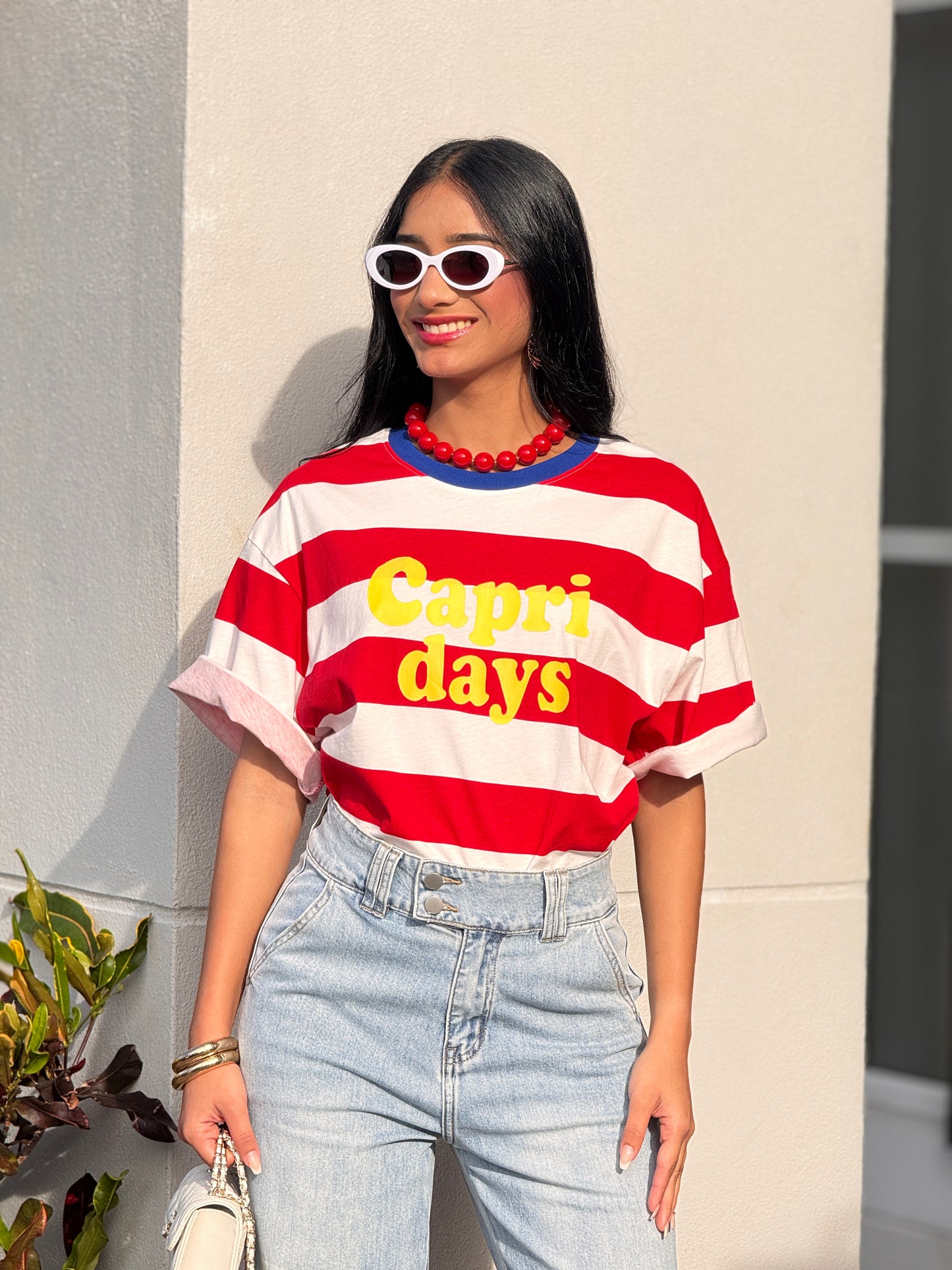 Capri Days White/Red Lines T-Shirt