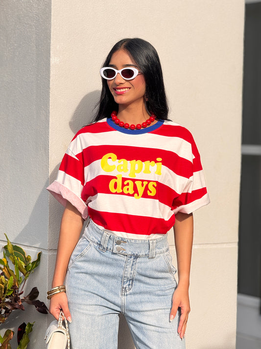 Capri Days White/Red Lines T-Shirt