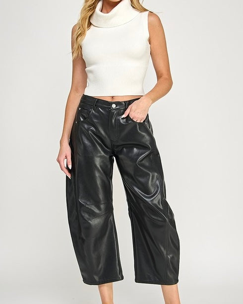 Lucy Black Leather Pants