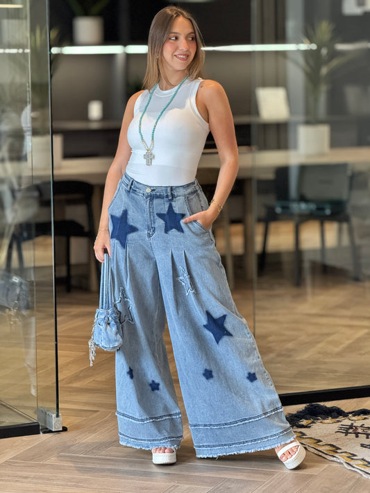 Stars Wide Leg Jeans