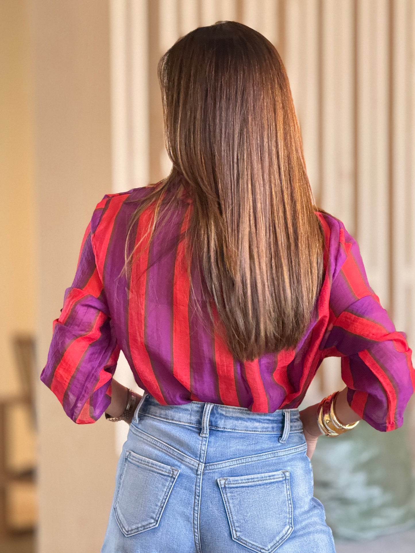 Blu Italy Red/Purple Sheer Top