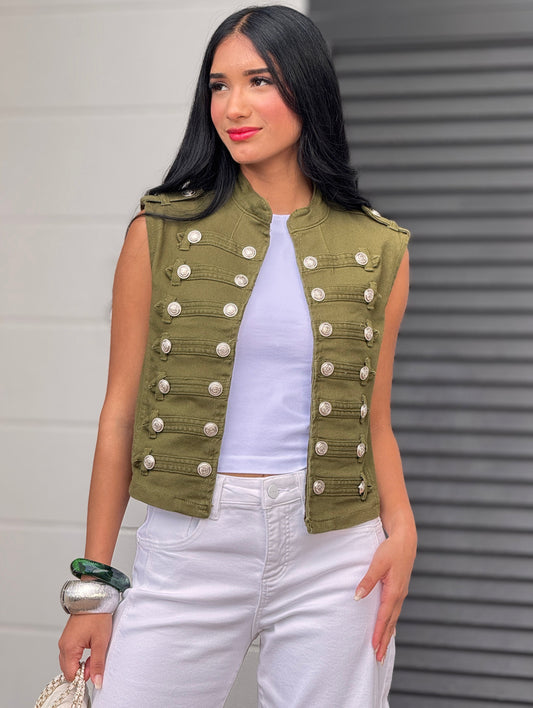 Balbi Liberty Green Denim Vest Top
