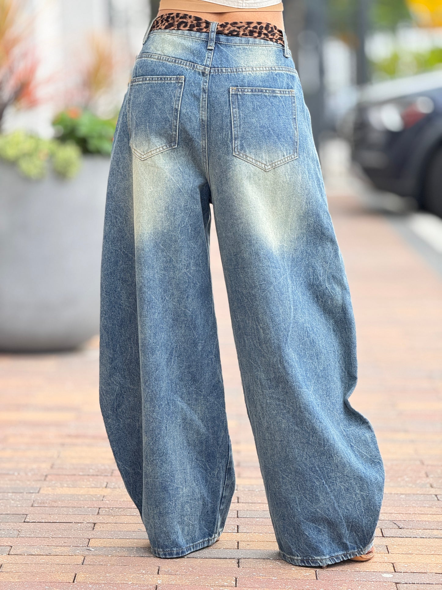 Dazzy Denim Leopard Scarf Jeans