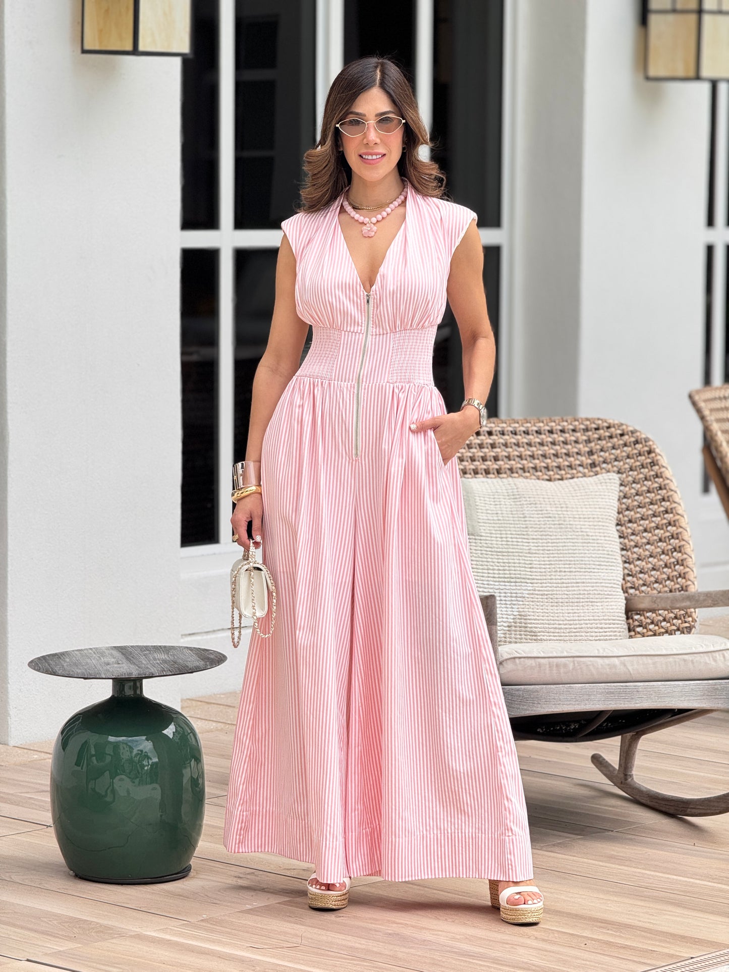 Britany Pink Lines Jumpsuit