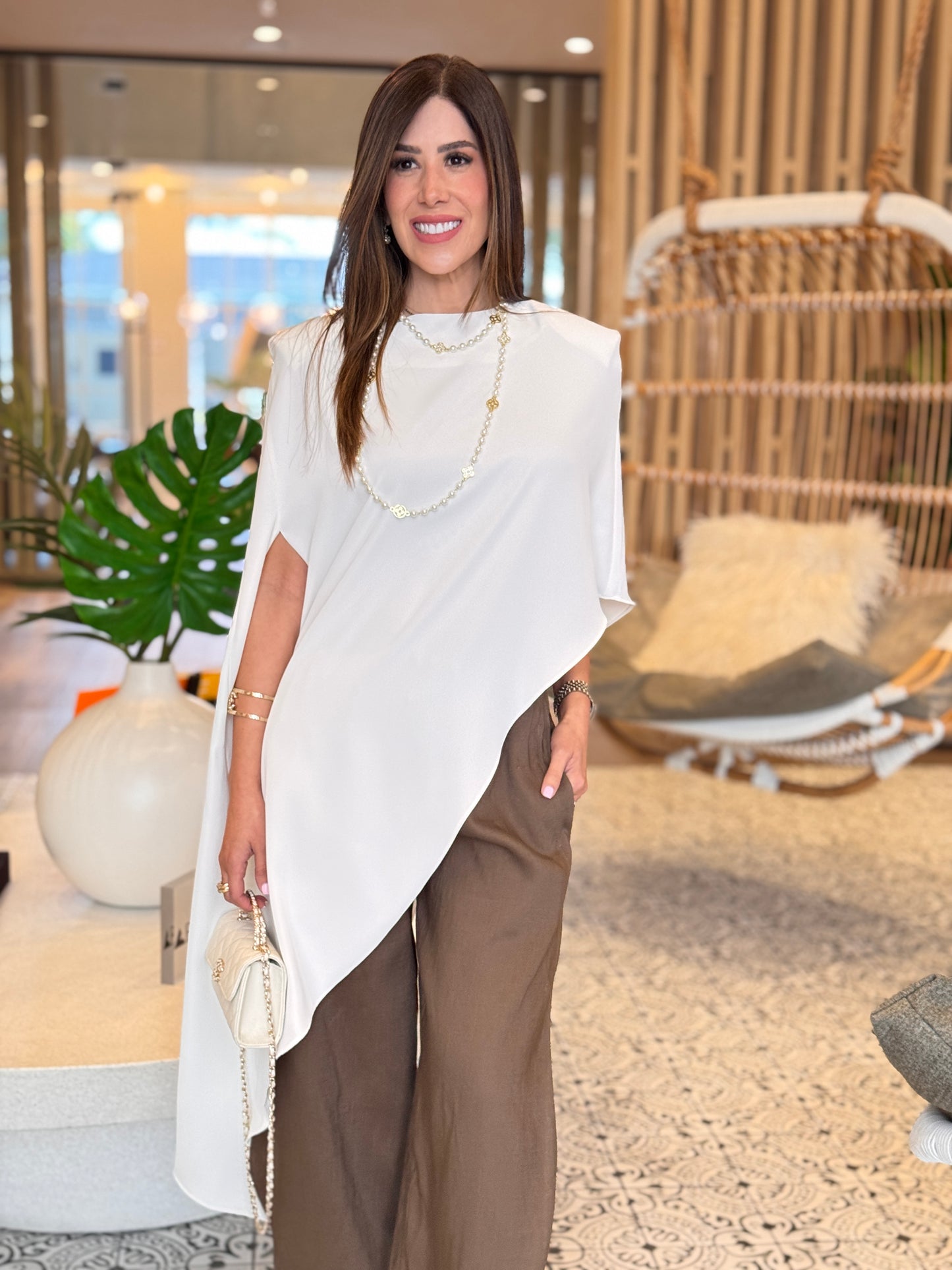 Bottari White Asymmetrical Top