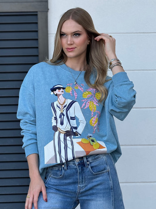 Chance Blue Sweater Top