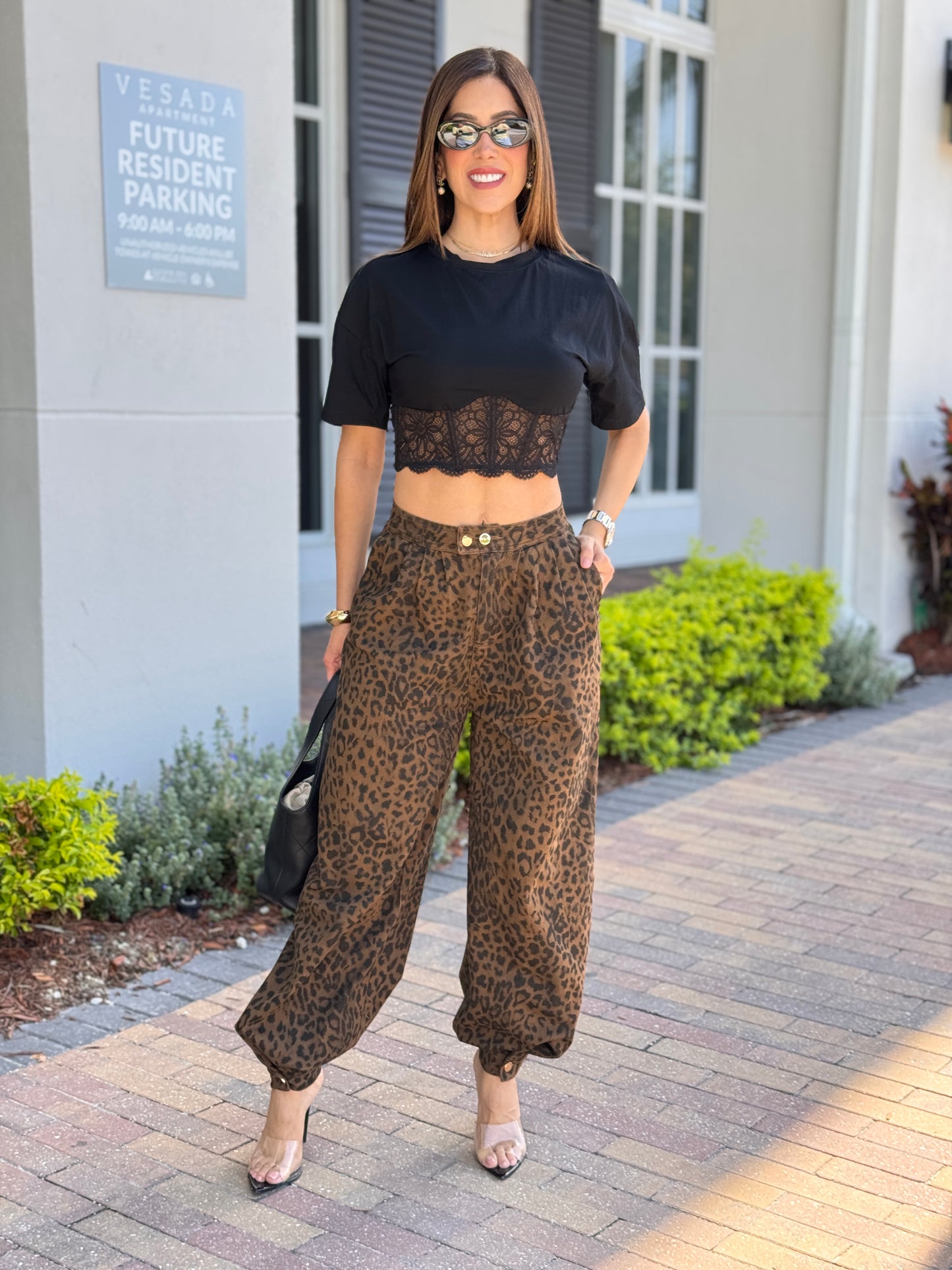 Muy Leopard Print Barrel Jeans