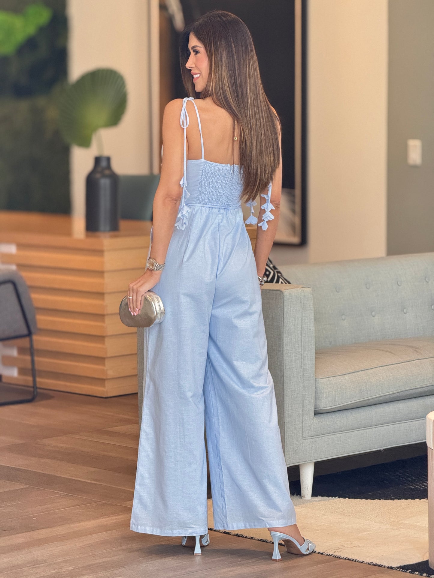 Chic Garden Blue Petals Jumpsuit