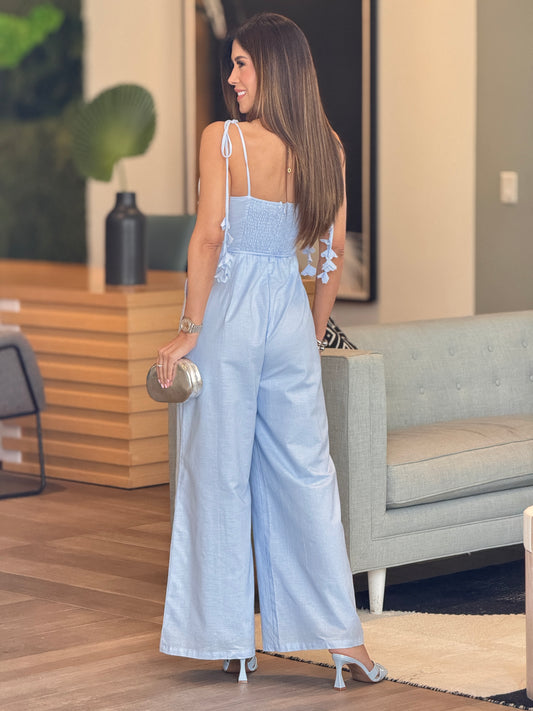 Chic Garden Blue Petals Jumpsuit