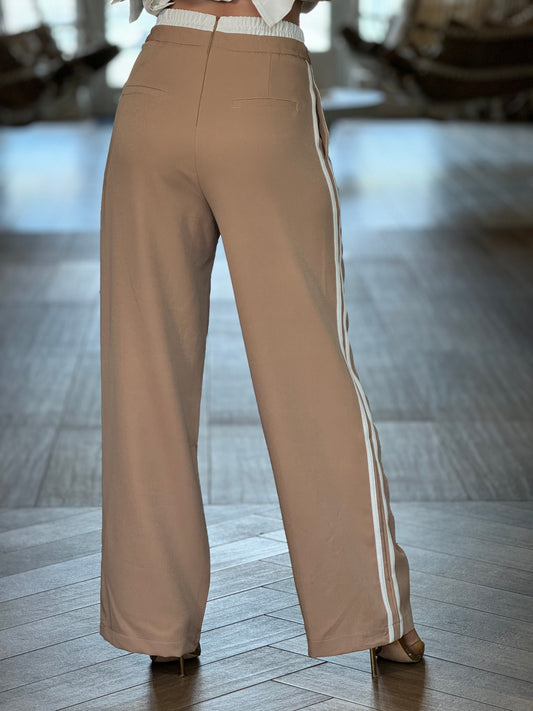 Gaia Beige Lines Pants