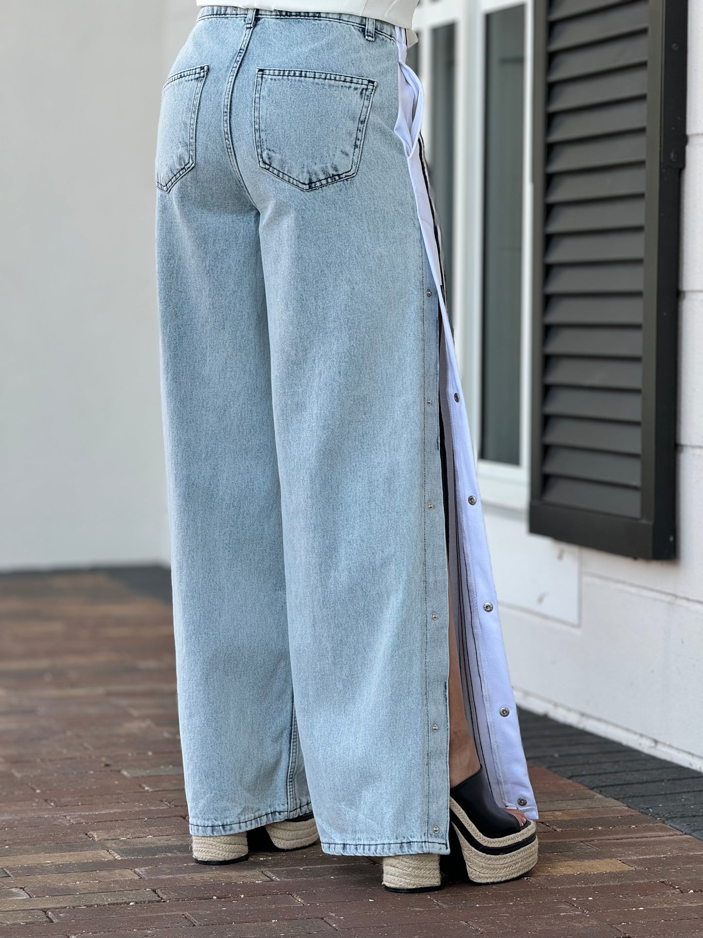 Angelica White Denim Lines Pants