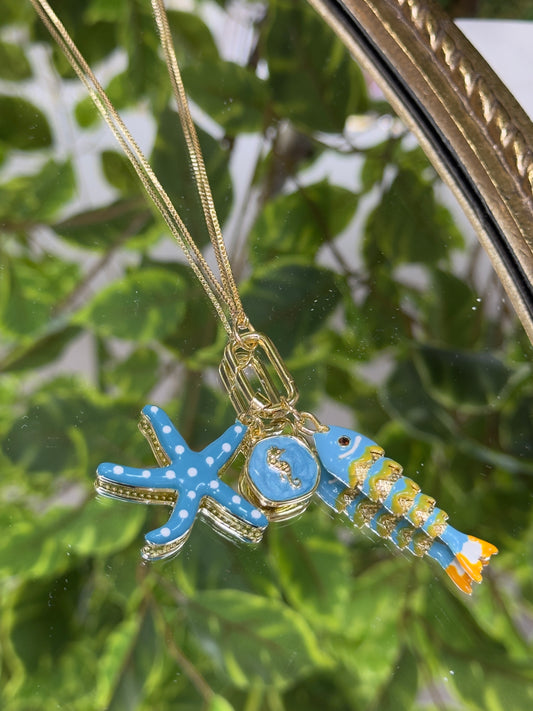 Light Blue Star Fish Necklace