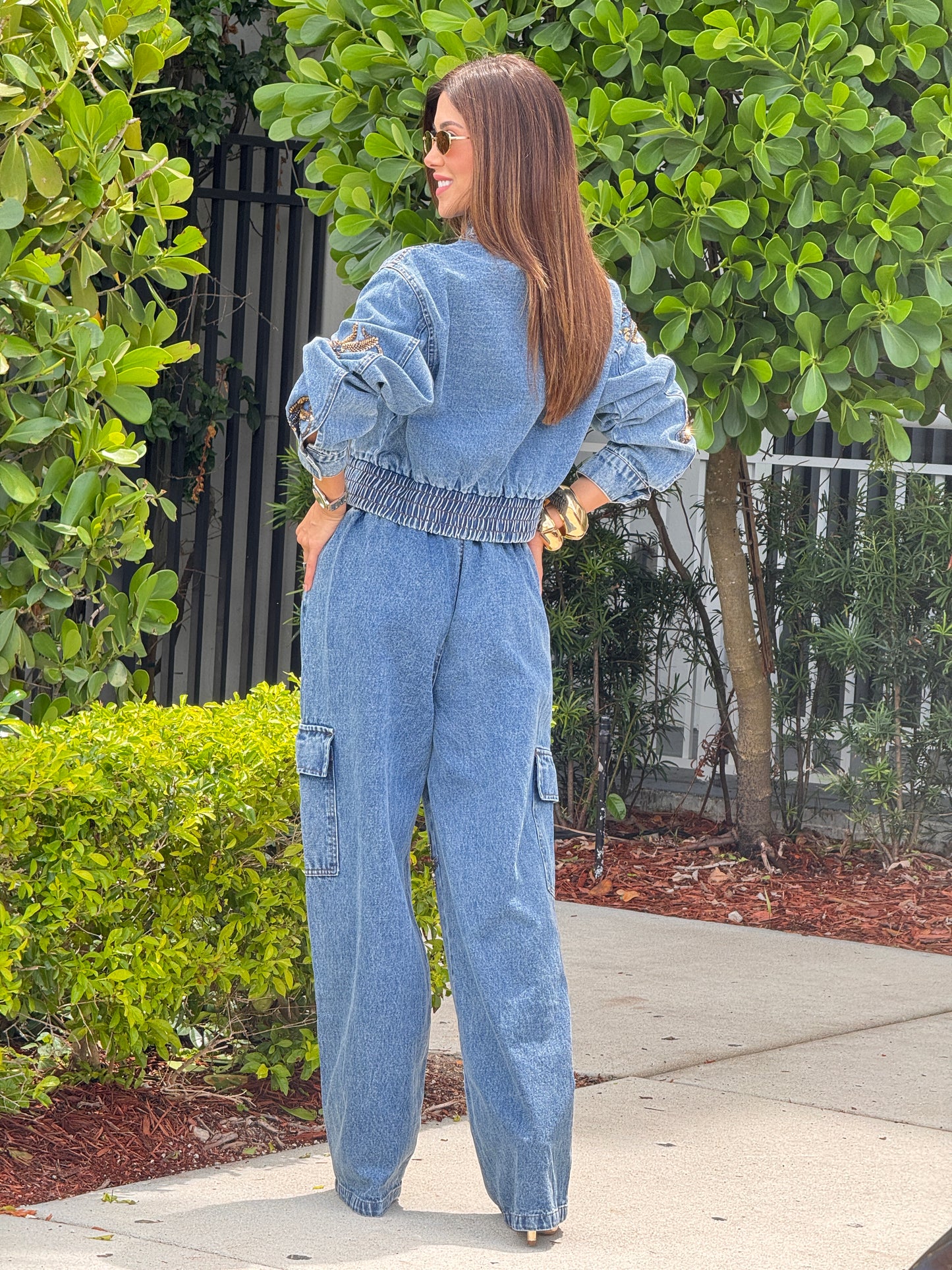 More Acid Denim Gold Sequin Set