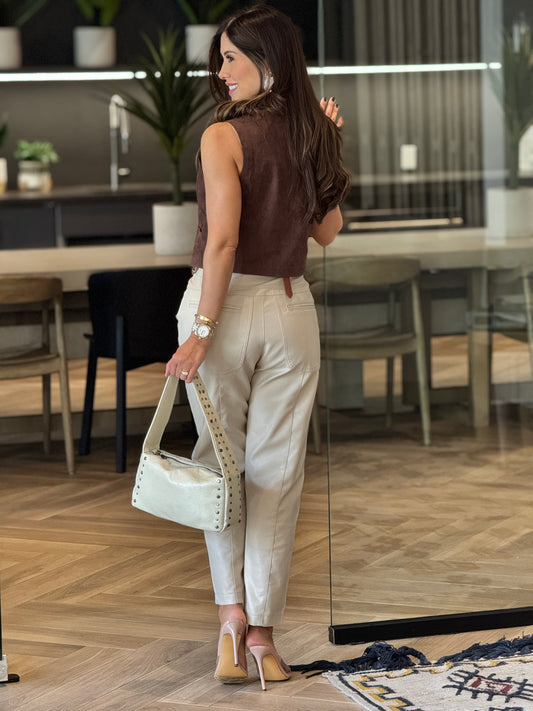 Musty Brown Velvet Vest Top