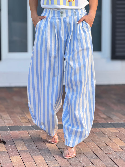 Italy Light Blue Lines Joggers Pants