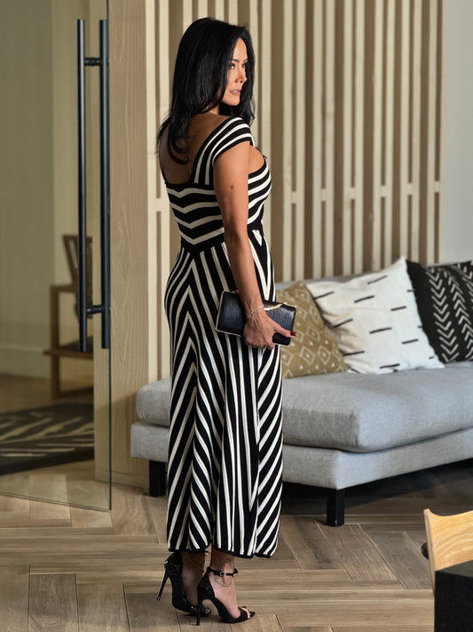 Malibú Black/White Lines Dress