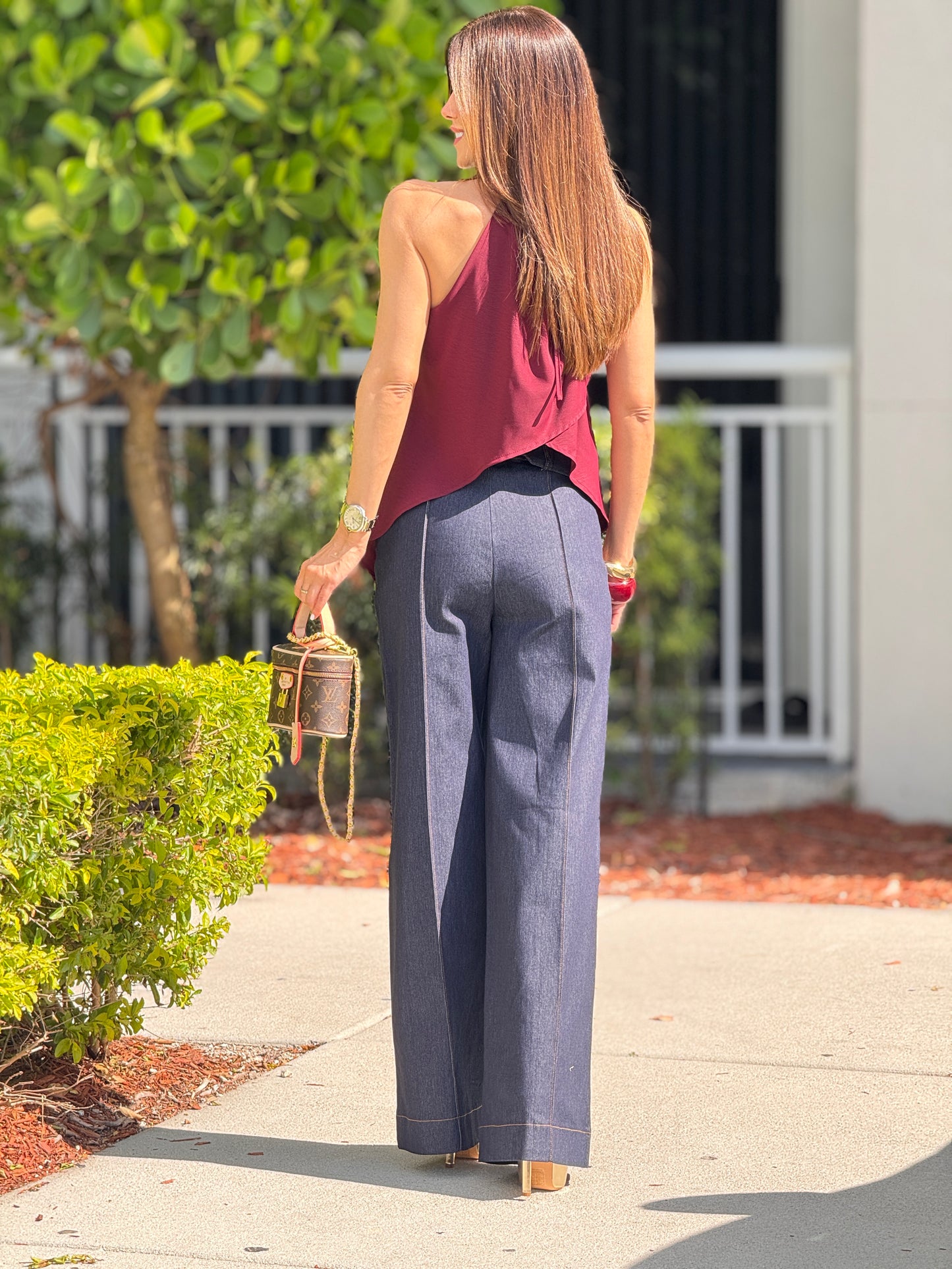 Editte Burgundy Open Flowy Top