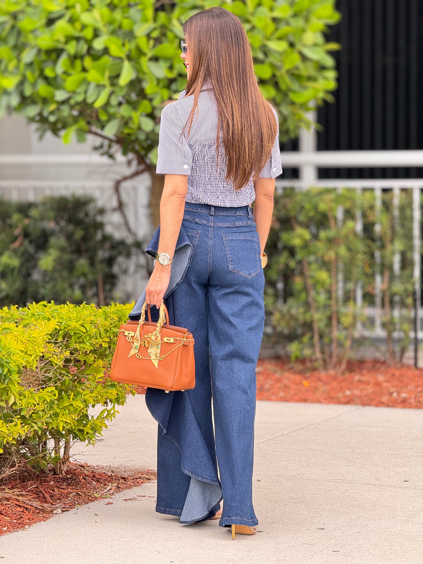 Rivera Dark Denim Ruffle Pants Set