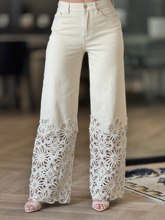 Lizzie Beige Torchon Jeans