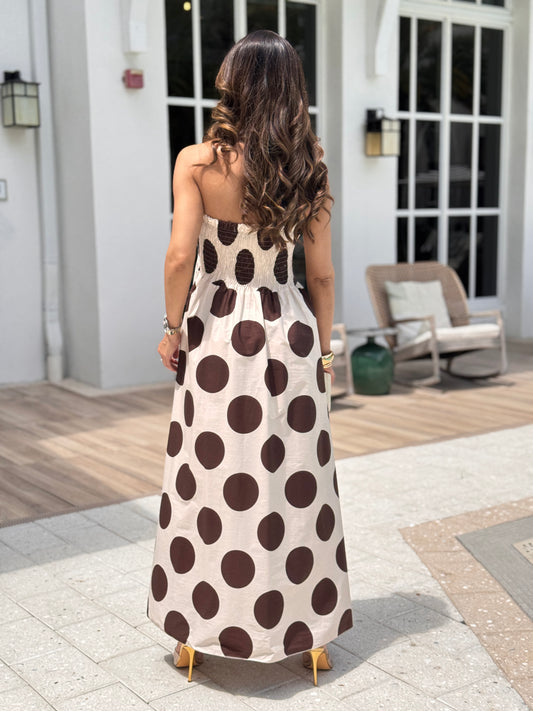 Italy ivory/Brown Polka Dots Dress