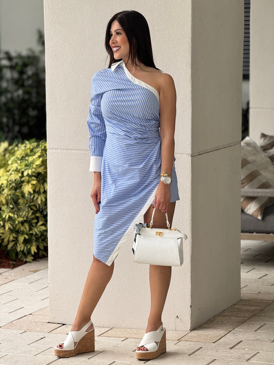 Emely Blue Lines Asymetric Dress