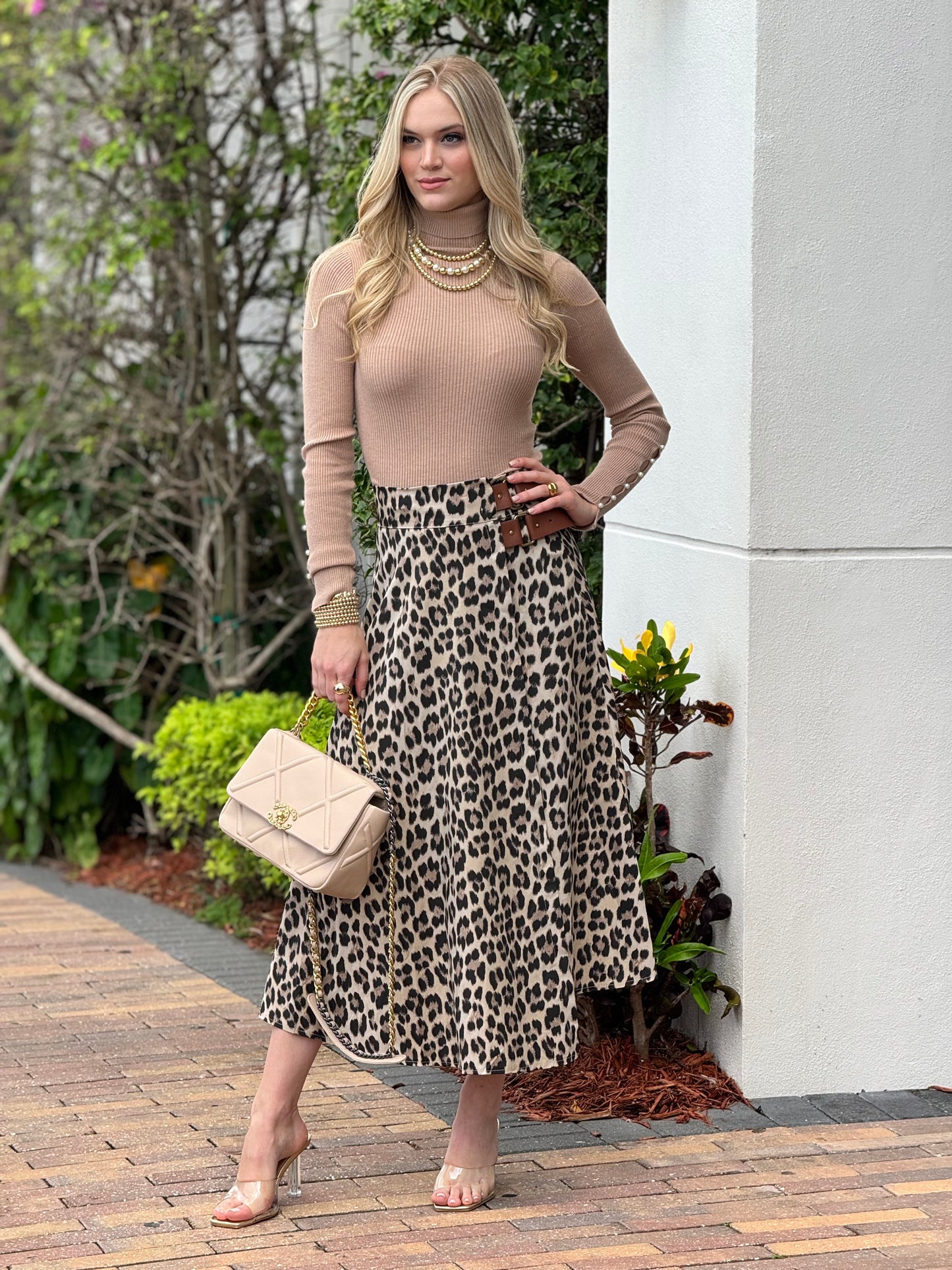 Maitte Leopard Print Belt Skirt (Italian)