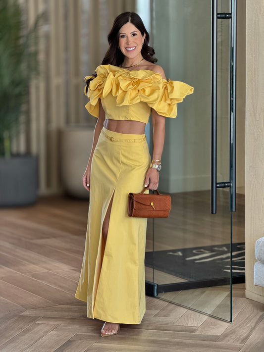 Mandissa Yellow Bombache Skirt Set