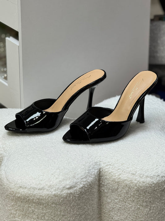 Trace Black Patent Sandals