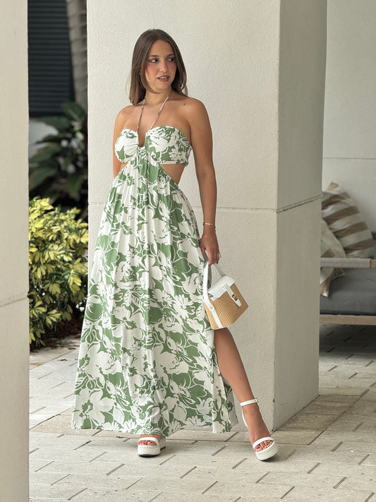 Amable Green Print Dress