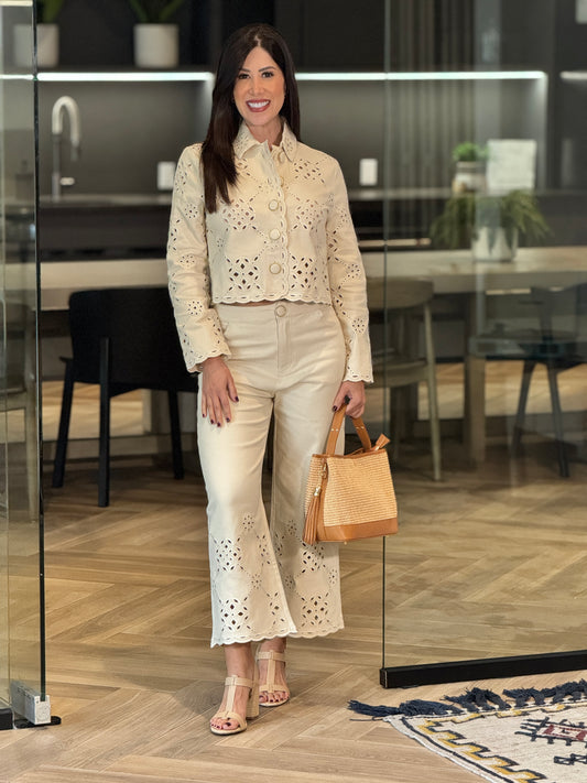 Lalavon Beige Torchon Denim Set