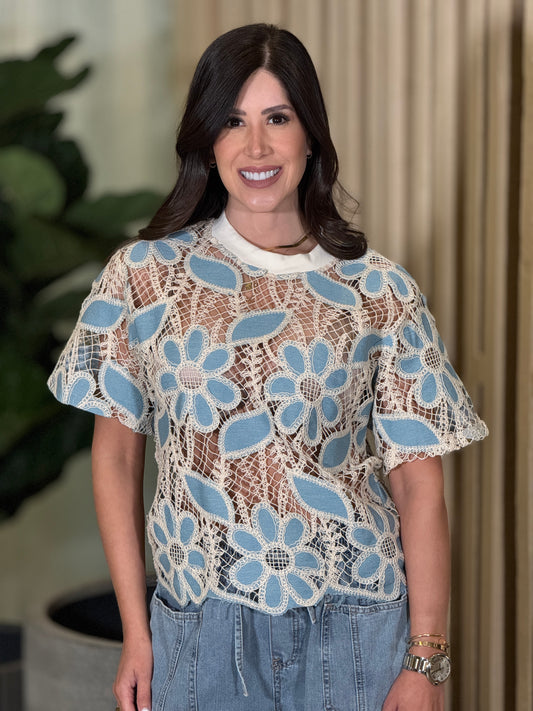 Tibet Light Denim Torchon Top