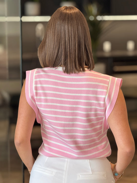 Strut Pink Lines Knitted Top