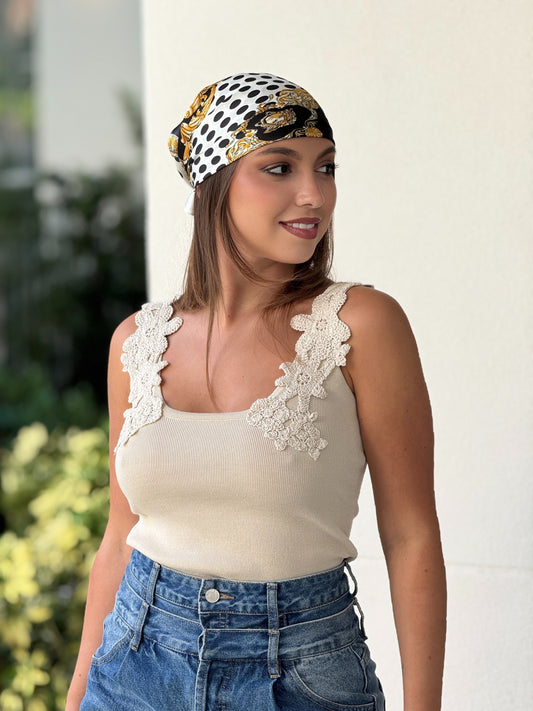 Gaia Beige Torchon Top