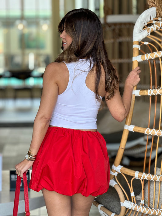 Daisy Red Bubble Skirt