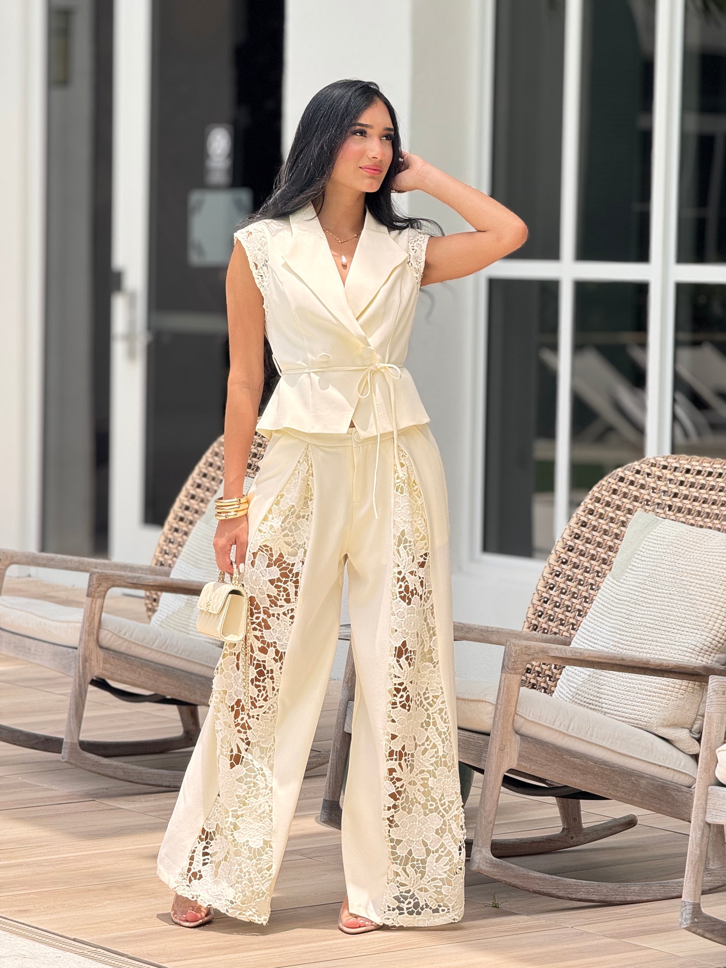 Tennie Beige Side Vest Set