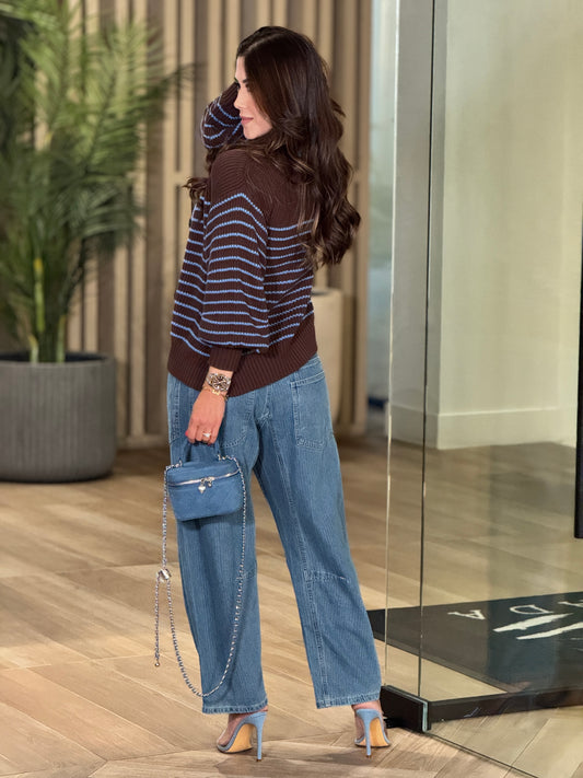 Amber Blue Belt Barrel Jeans