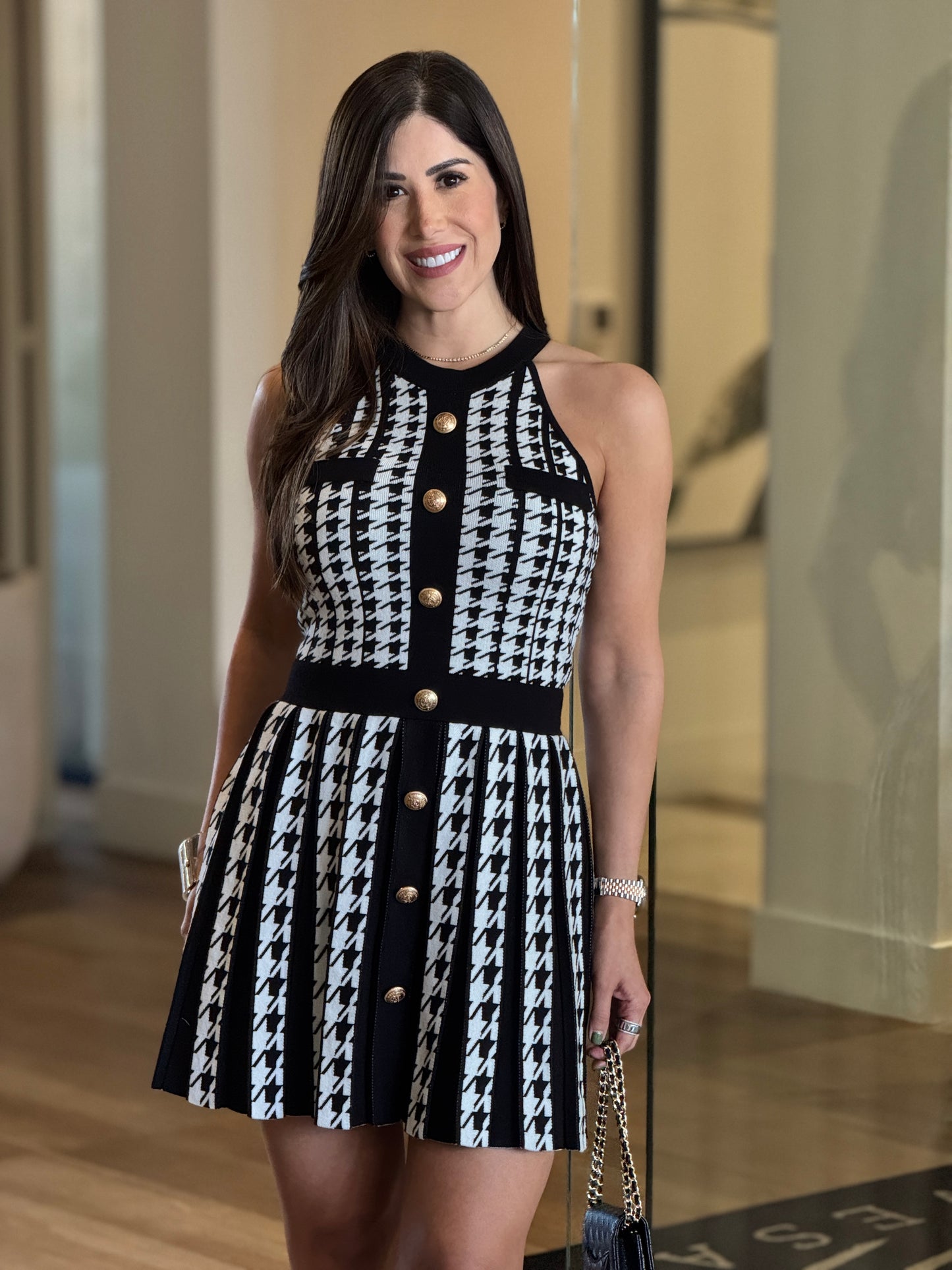 Hershey Black/White Vichy Print Dress