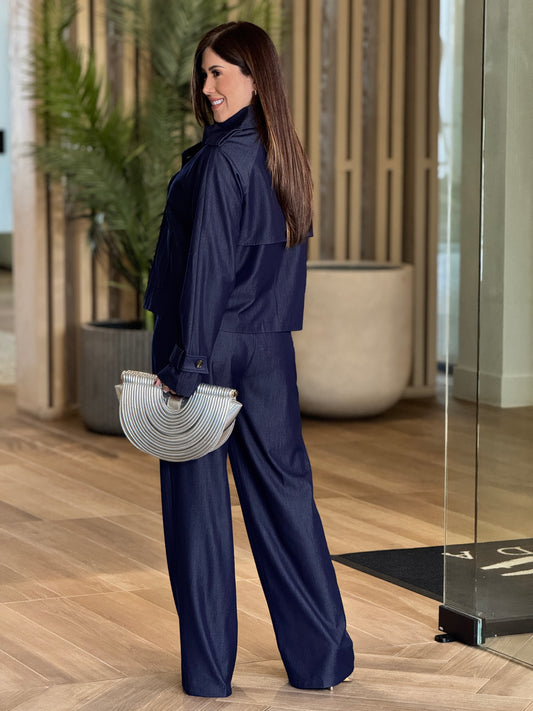 Ovianca Denim/Beige Waistband Set