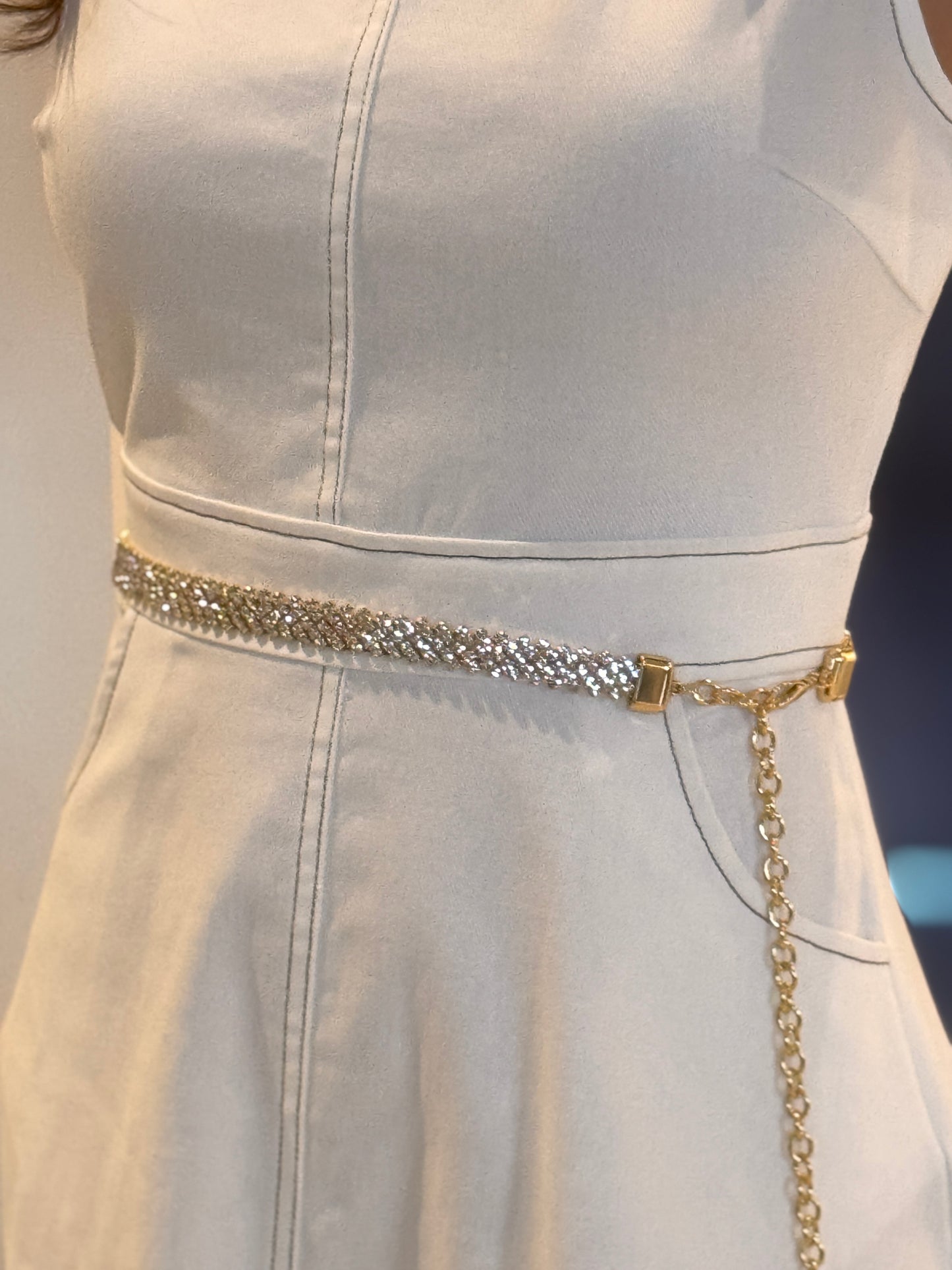 Rhinestone Gold Omega Belt