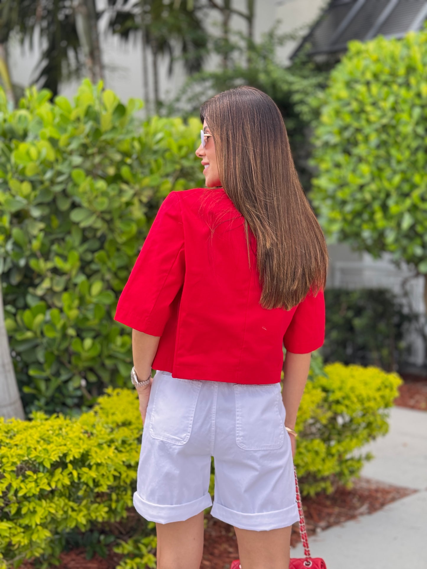 Nyla Red Triangle Blazer Top