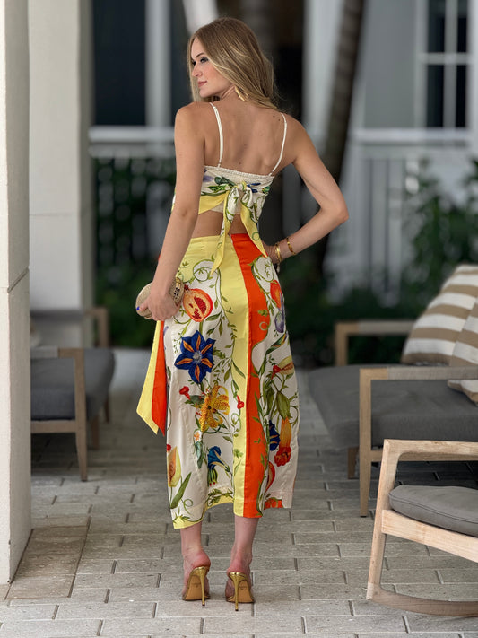 Grenade Satin Multicolor Skirt Set