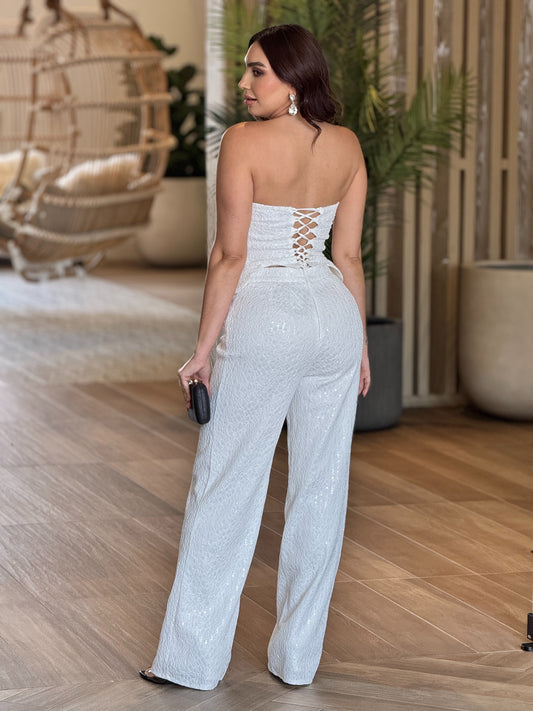 Brianna White Sequin Corset Set