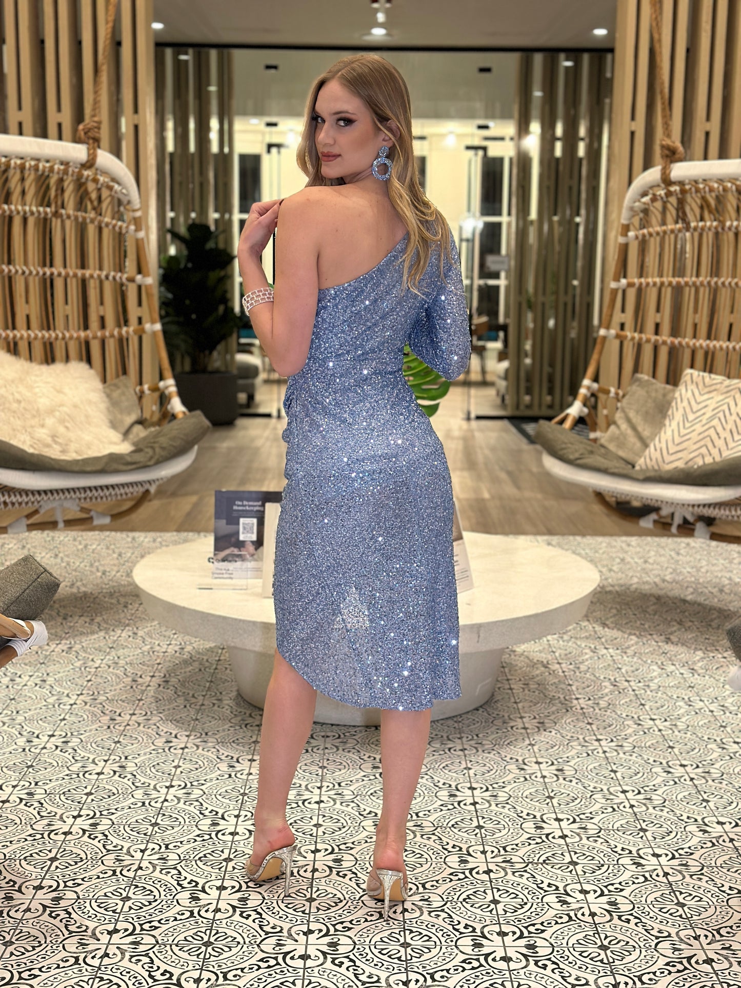 Yelissa Blue Sequin Dress Gala