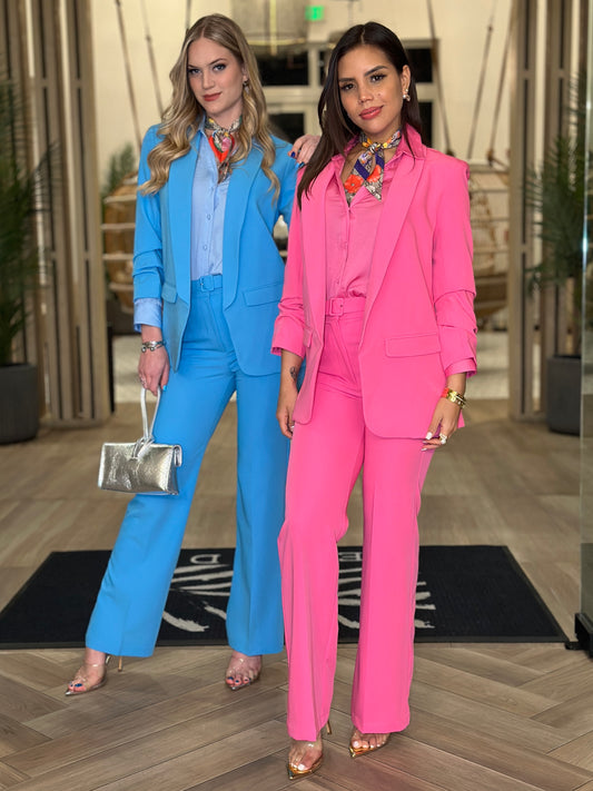 Oriana Pink/Blue Blazer & Pants Set