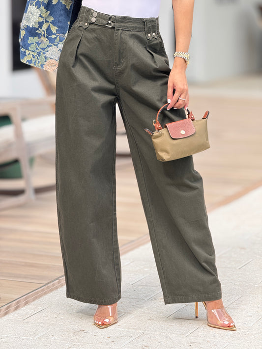 Trending Dark Green Denim Pants